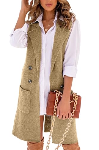 Image of IDEALSANXUN Womens Long Sweater Vest Fall Winter Sleeveless Knit Cardigan Outerwear
