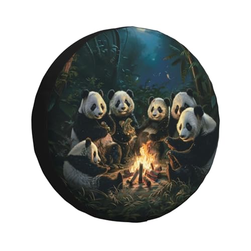 Image of Panda Around Campfire Spare Tire Cover Weatherproof Universal Wheel Protectors Wheel Covers for Rv Camper Travel Trailer SUV Truck 14 Inch