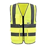 ✔ [Materiales] Material del chaleco del de seguridad: material reflectante Alta visibilidad, hecho de 100% fibra de poliéster, ligero y transpirable, lavable y duradero. Los bordes negros no se manchan fácilmente y son más fáciles de combinar. Certificación: la Cintas reflectantes de alta calidad cumple totalmente con la EN20471 Clase 2 .