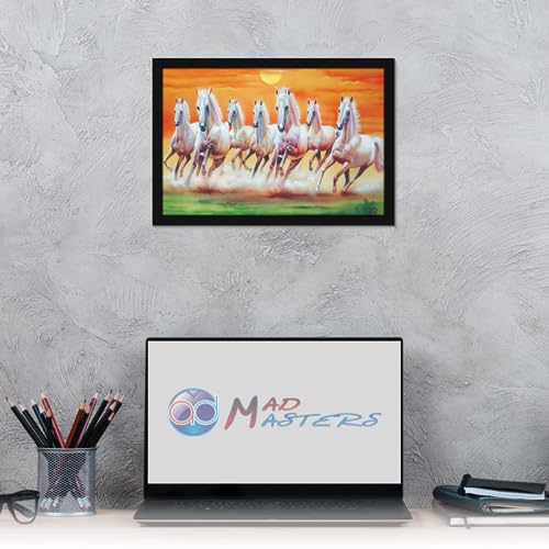 Image of Mad Masters 7 Running Horses Vastu Vaastu Lucky Hanging Home Decor Painting for Living Room & Bedroom Decoration (MM 3003, 30.5L x 20.3W cm, Canvas, Without Plexi Glass)