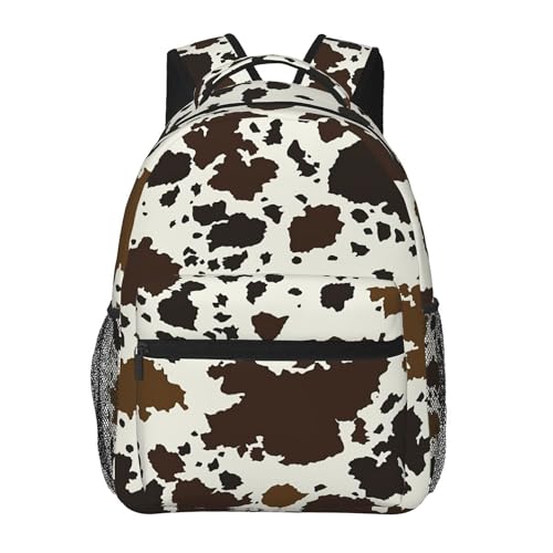 Cow Cowhide Print Adult Backpacks 15 Inch Laptop Backpack Lightweight Travel Bag for Men Women Gifts