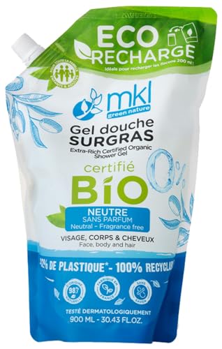 MKL Green Nature Gel Douche Surgras Neutre Sans Parfum Bio Éco-Recharge 900 ml
