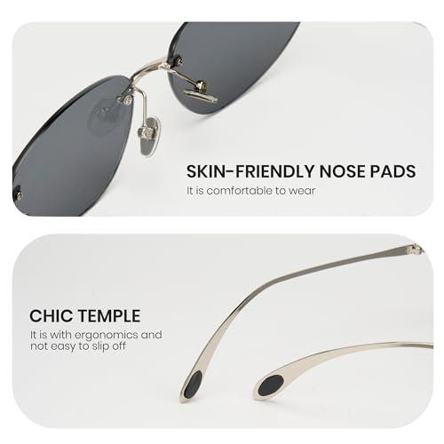 Cyxus Rerto Rimless Sunglasses For Men And Women Triangle Vintage Glasse Tinted Eyewear 11724