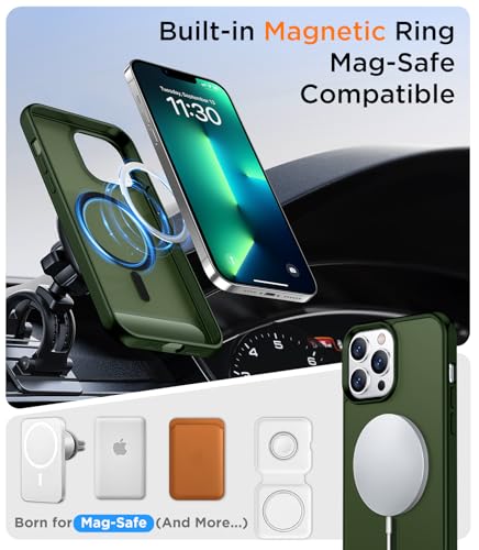 Image of Magnetic Compatible with iPhone 13 Pro Max Case, [Built-in Invisible Kickstand][Compatible with MagSafe][Military Grade Shockproof] Slim Translucent Matte Phone Case for iPhone 13 Pro Max 6.7 inch
