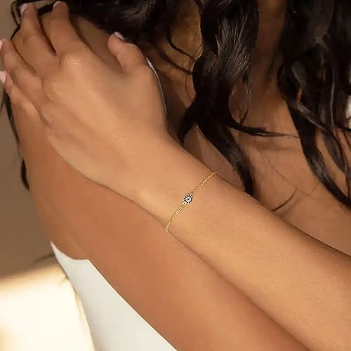 Gold Bracelets for Women-14K Gold Plated Pearl Bracelets for Women Daisy Pearl Flower Gold Beaded Station Pearl Bracelets2