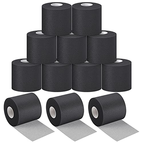 Image of Nuanchu Pre Wrap Athletic Tape 12 Rolls x 30 Yards Prewrap, Black | Pre Wrap Elastic Tape, 2.75 inch x 30 Yards, Foam Underwrap for Wrist Ankle Hand Hair Knees fingers Sports, Running Soccer Hiking