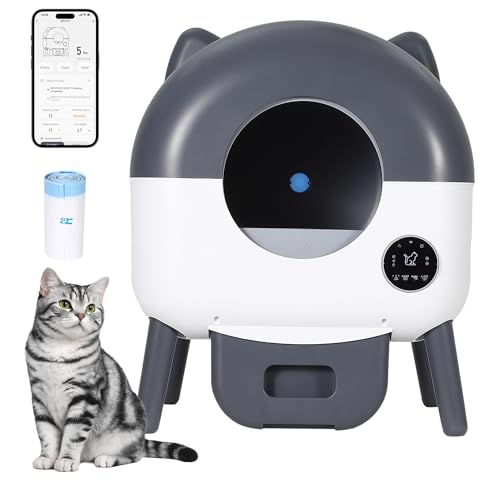 Self-Cleaning Cat Litter Box, 76L Large Capacity Automatic Litter Box for Multiple Cats, App-Controlled, Quiet & Odor-Free, Smart Safety Sensors, LED Night Light, Includes Trash Bags