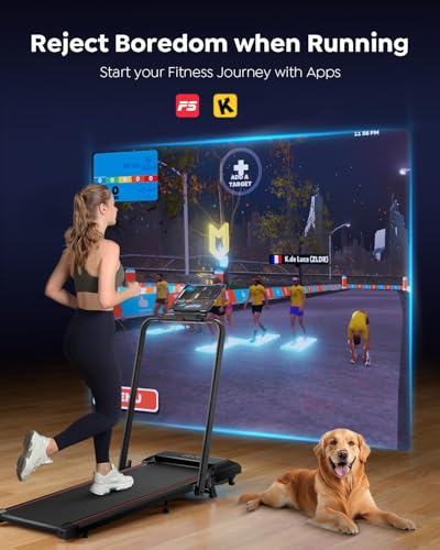 Walking Pad Treadmill with Incline, 2 in 1 Foldable Treadmills for Home Small Office, 300lbs Portable Compact Under Desk Treadmill with App, Remote Control and LED Display4