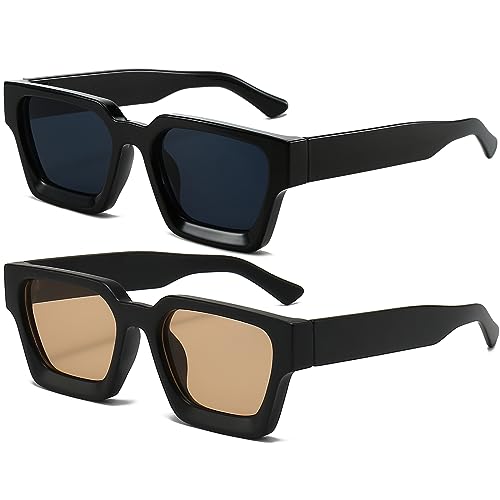Image of AIEYEZO Square Sunglasses for Women Men Square Thick Frame Sun Glasses Simple Designer Style Shades