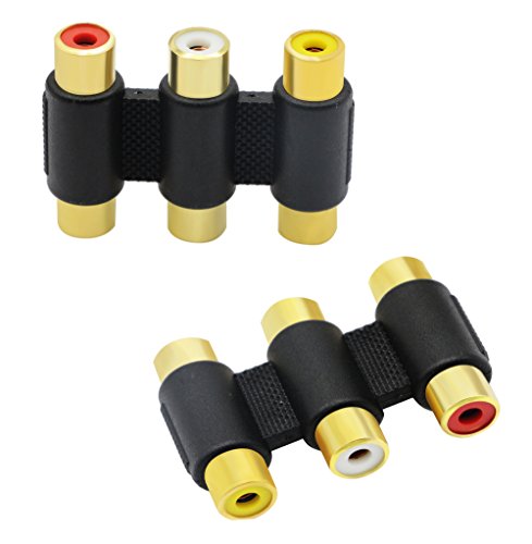 zdyCGTime (2PACK) -3-rca Jacks to 3-rca Jacks Coupler, femmina a femmina RCA adattatore bianco/rosso/giallo.