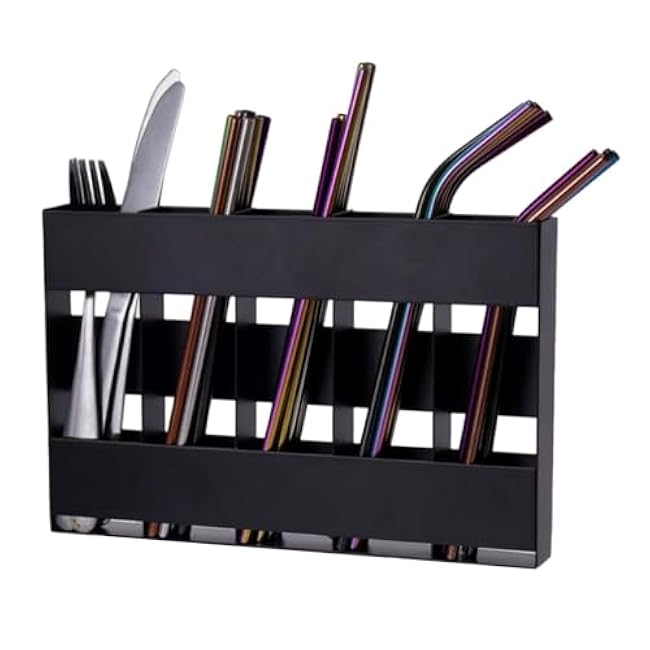 5 Compartment Metal Straw Organizers Adhesive Cabinet Mount Reusable Narrow Storage Shelves for Kitchen Office Adhesive Straw Organizers for Refrigerator