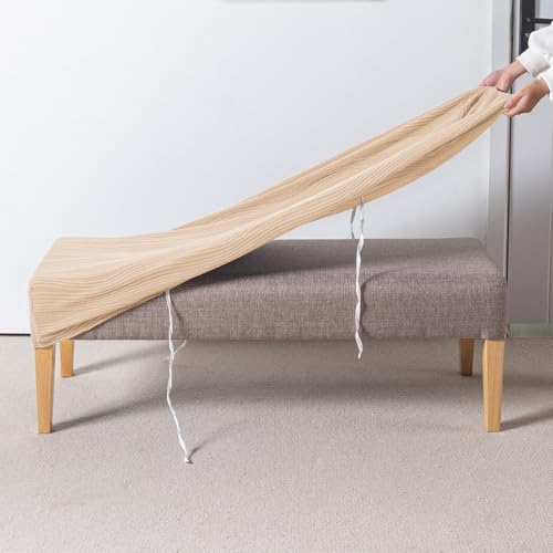 Image of HOKIPO 200gsm Knitting Jacquard Bench Cover, 'Nestiva Series', Blush Beige (AR-6237-BGE)