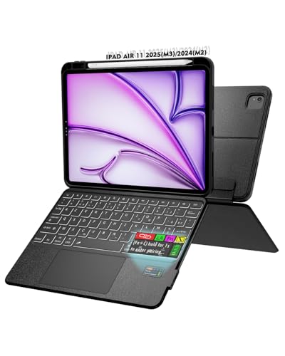 #rémunéré #Amazon<br>?tui Clavier avec ?cran LCD pour iPad Air 11 2025(M3)/2024(M2) iPad Air 4e/5e G?n?ration 10,9 Pouces Clavier Bluetooth D?tachable R?tro?clairage Pav? Tactile & R?glable 150? AZERTY
