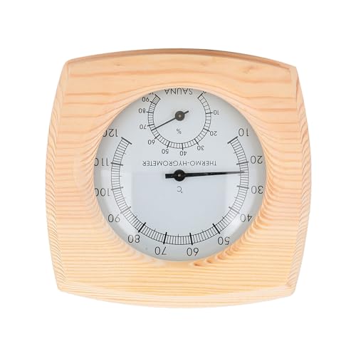 Luqeeg Sauna Thermometer Hygrometer, 2 in 1 Wooden Indoor Hygrothermograph for Any or Infrared Steam Saunas, Measuring Temperature and Humidity in