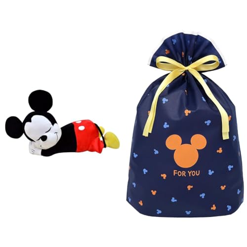 MORIPiLO 抱き枕 クッション ミッキーマウス (ラッピング袋セット) ディズニー キャラクター グッズ 大きい ぬいぐるみ レッド (添い寝枕 Mサイズ 約45cm) Disney まくらのモリシタ 4620176