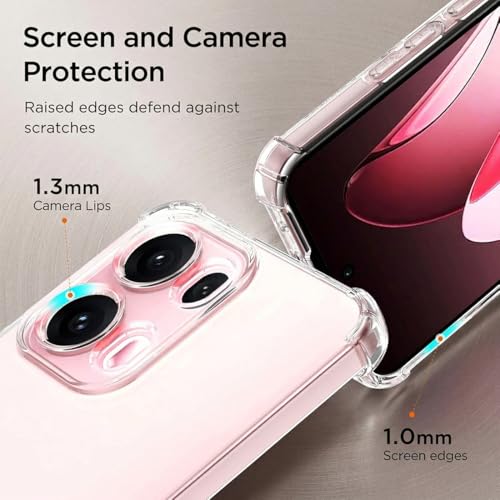 Image of Fashionury 3D Raised Transparent Crystal Clear Back Cover for Oppo Reno 13 Pro | Shockproof Design | Anti-Slip Grip | Camera Protection | 360 Degree Protection Mobile Case