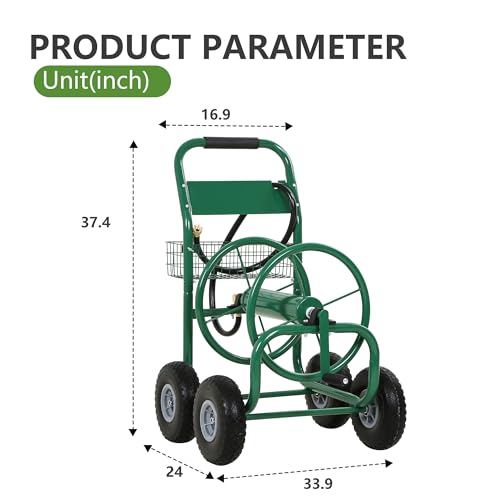 Paylesshere FDW-XJ-50-GREEN Hose Reel Hold Up To 300 Ft Heavy Duty Garden Hose Reel Sturdy Water Hose Reel Cart thumb #6