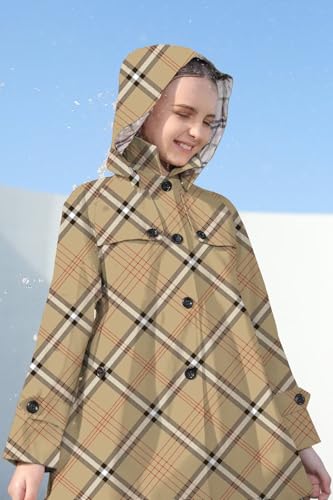 Image of Cromoncent Girl's Rain Jackets Waterproof Hoodie Trench Coat Cute Dress Coat Outerwear, 3-12 Years
