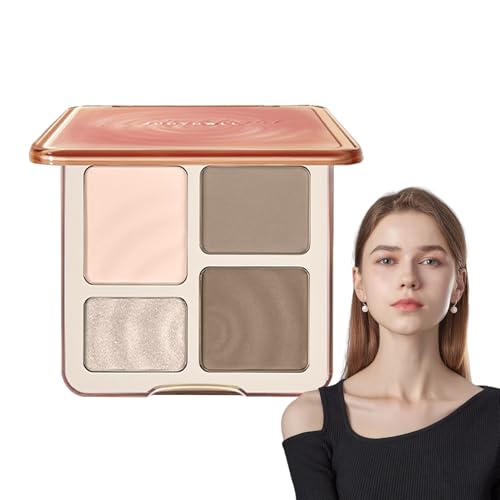 Paleta de Maquillaje Contorno | Sombra De Ojos Larga Duración 4 Colores,Paleta De Maquillaje Viaje Mujer,Para Uso Diario Viajes Fotos Citas Fiesta Boda Mujeres Jóvenes Y