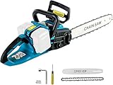 Akku-Kettensäge, 16 Zoll Elektrisch Kettensägen kompatibel mit Makita 18V (Ohne akku), Bürstenlose Akku Kettensäge, akkusäge Handkettensäge 41 cm, für Holzbearbeitung und Garten (16 Zoll)