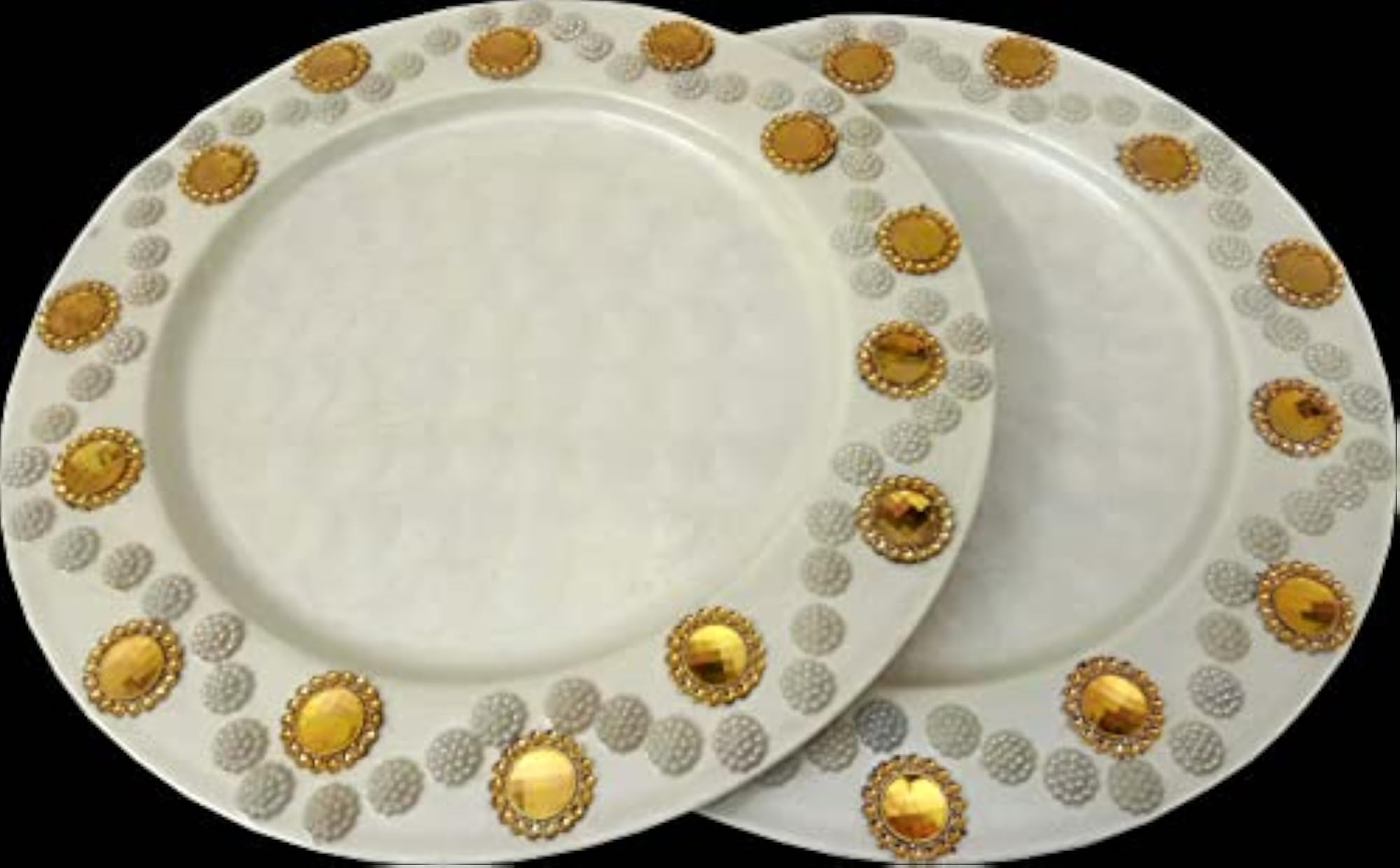 Multipurpose Handcrafted Golden Floral Design Serving Plate