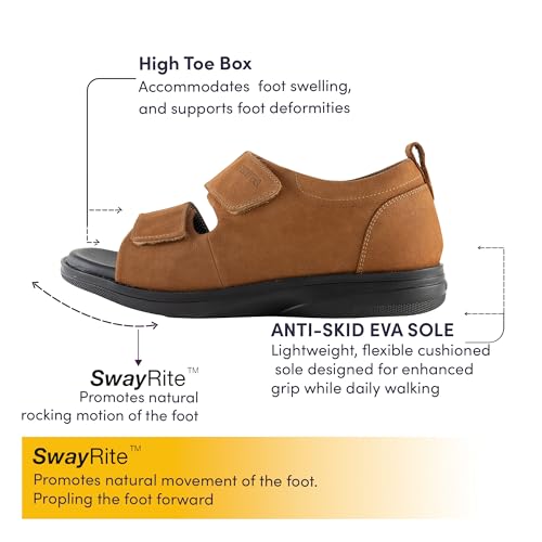 Image of DC2 Bali Fully Adjustable Wide Fit Diabetic Sandals for Men | Diabetic Slippers for Diabetic Feet | Swollen Feet | Neuropathic Feet | Genuine Leather