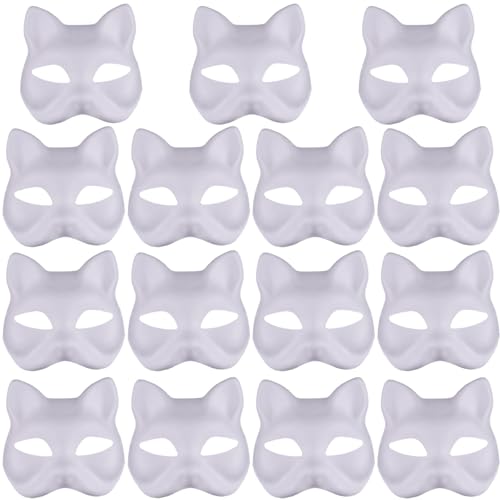 Máscara de gato DIY que no aprieta elípticas bandas elásticas caretas blancas pintura pack de 15