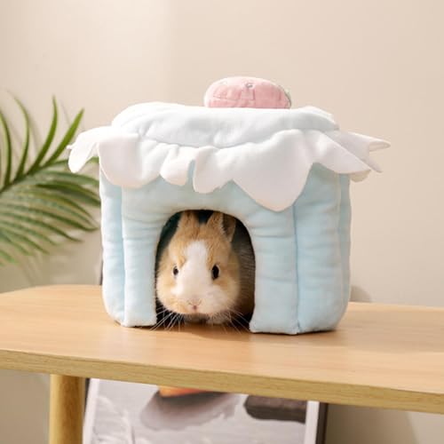 Cama cueva de hámster cálida y casa de invierno para mascotas pequeñas como cobayas 5