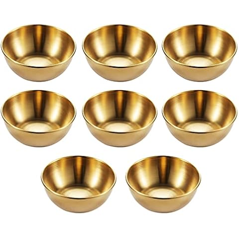 Cabilock 8 Stücke Snack Dip Schalen Kleine Schälchen Dipschälchen Set Saucenschälchen Dipschalen Snackschalen Gewürzschalen Gold Sushi Teller Sauce Schüssel Cover