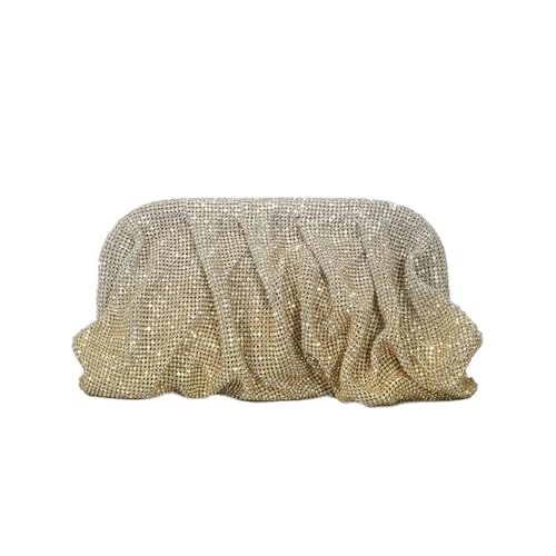 WuDiaoer Sparkly Women Rhinestone Clutch Purse Crystal Evening Bag Prom Purse Chain Shoulder Bag for Wedding Party, Gold