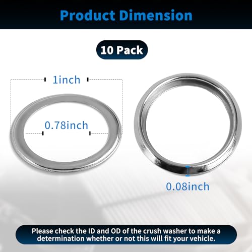 Image of 10 Pcs M16 Oil Drain Plug Gaskets Crush Washers Seals Rings Fits for S ubaru Outback Legacy Impreza Forester BRZ XV Crosstrek, Replacement for The Part # 803916010, Used for Oil Change
