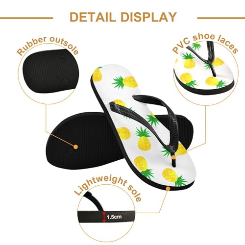 Burbuja Cartoon Pineapples Flip Flops for Women Men, Soft Thong Sandals Rubber Slippers for Pool Beach Essentials3