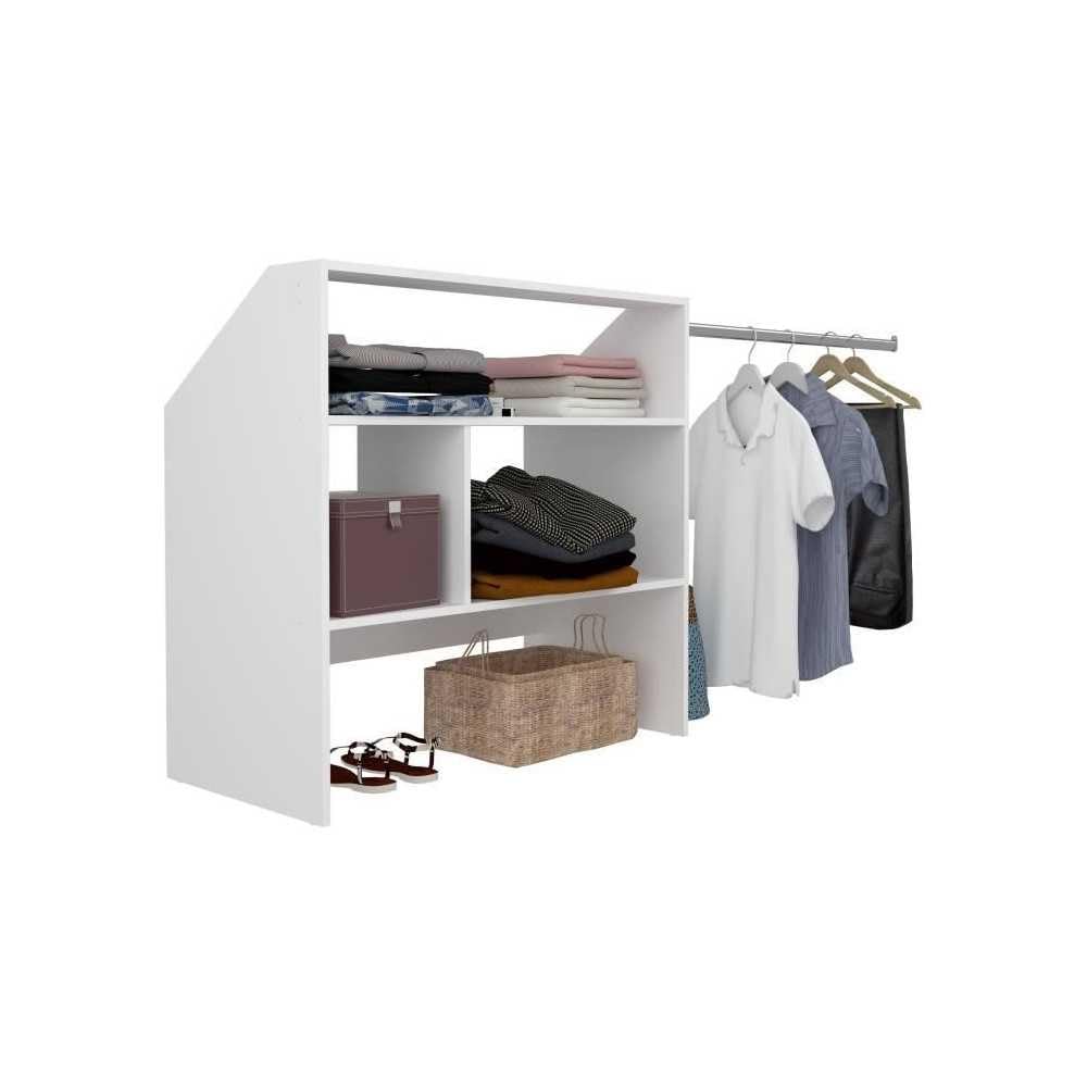 Parisot Kit Dressing sous comble Artic EKIPA - Décor mélaminé Blanc - 1 penderie - L197 x P50 x H94 cm