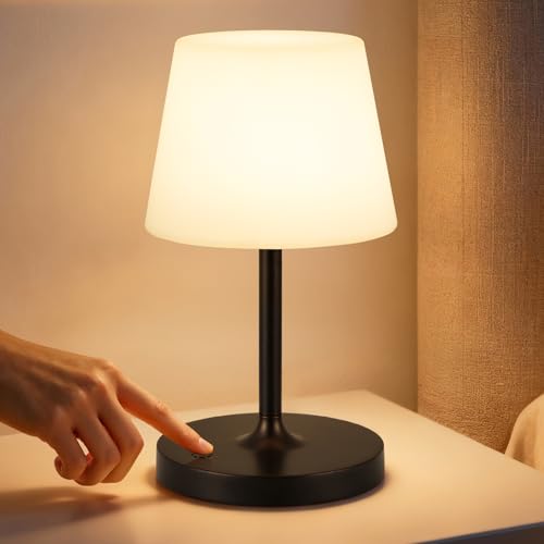 PreeOtti LED Tischlampe Kabellos, Tischlampe Kabellos Akku, Nachttischlampe Touch mit Stufenlos Dimâ€¦ – Miniatur