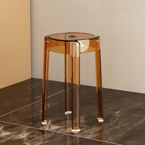 Taburete de bar de acrílico transparente, taburete apilable sin respaldo para comedor, cocina, patio, uso interior y exterior