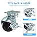 PATIKIL 1.5 Inch Ball Caster Wheels with Brake, 4 Pack 360° Rotating Swivel Top Plate Wheels 298 lbs Total Capacity Locking Caster with M4 Screws for Furniture Table Cabinet Silver
