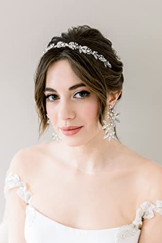 Sweetv Bridal Headpieces For Wedding Headband And Earrings Set, Handmade Wedding Hair Accessories For Brides #TOP1