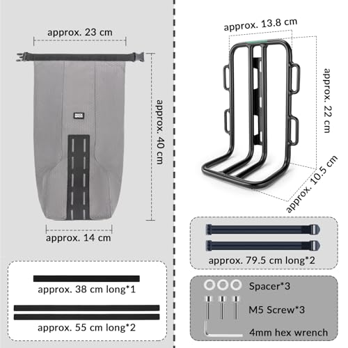 ROCKBROS Gepäckträger für Vordergabel Fahrradtasche Gepäckträgertasche 2,7 L, Wasserdicht für MTB, Rennrad