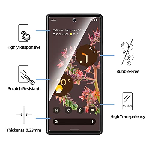 NEW'C 3 Pack Designed for Google Pixel 6 Screen Protector Tempered Glass, Case Friendly Ultra Resistant