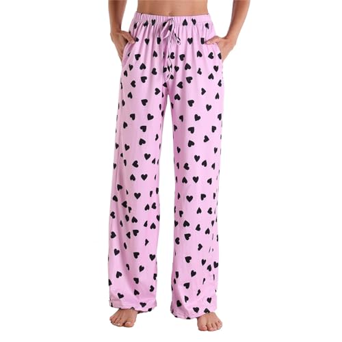 BUKKNYE Women's Pyjama Pants Checked Printed Plaid Lounge Pants Comfy Pajama Bottoms Soft Sleep Trousers with Pockets