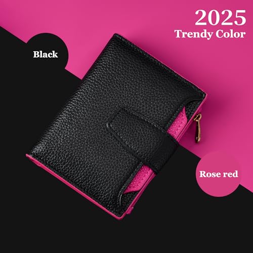 Image of Airkit Small Wallet Women RFID Blocking Soft Leather Bifold Compact Card Holder Wallet for Women with Zipper Coin Pocket 4 ID Window