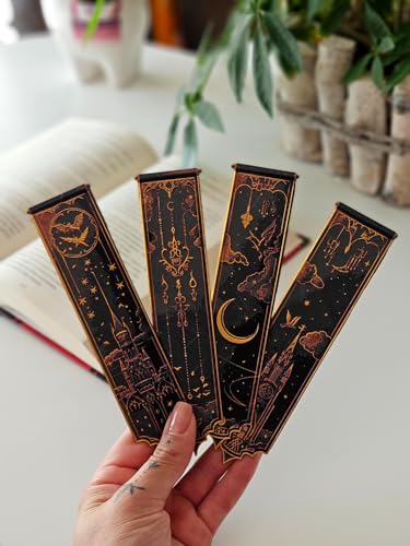 Image of Fantasy Castle Bookmark Set of 4 | Dark Academia Collectible Bookmarks | Premium Decorative Reading Accessories | Ideal Gift for Readers & Book Lovers | Bioplastic (Hogwarts Theme)