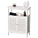 kleankin Mueble de Baño Armario Auxiliar para Baño con 2 Puertas de Persianas Estante Abierto Gran Espacio de Almacenamiento Diseño Moderno 60x30x81,6 cm Blanco