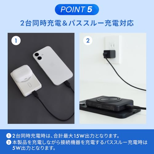 オウルテック マグネット式ワイヤレスモバイルバッテリー OEC-LPB5025MG-BKサムネイル6