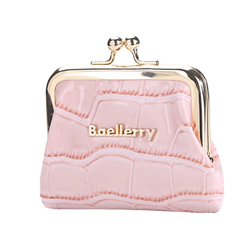 AIFILLE Münzbörse Klein Rosa, Minibörse Münzbörse Geldbörse Damen Mini Portemonnaie Leder PU mit Klippverschluss Schüttelbörse Geldbeutel für Damen Kleingeldbörse Small Wallet Purse for Women Gilrs
