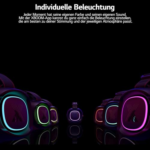 LG XBOOM Go DXG8T, tragbarer Bluetooth-Lautsprecher (120W, Google Assistant, Siri, Beleuchtung), Schwarz