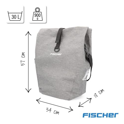 FISCHER Gepäckträgertasche Plus Cita, Fahrradtasche, wasserdicht, schwarz, Volumen 30 Liter