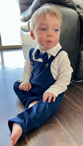 Unutiylo Newborn Baby Boy Outfit Set Long Sleeve Romper 3Pcs Gentleman Suspender Overall Fall Winter Clothes2