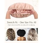 Yanibest Shower Cap for Women Reusable Waterproof,Satin Lined Bath Cap with Soft Elastic Band,Large Washable Hair Caps for Shower (Peachy Pink) - Image 5