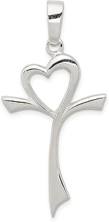 Colar de prata esterlina 925 com pingente de cruz de coração e pingente religioso joias finas para mulheres presentes para ela, Prata esterlina